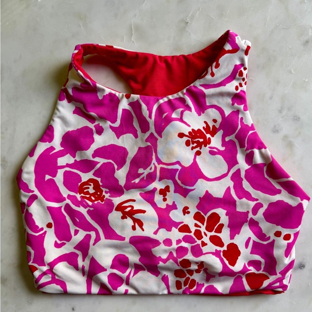 Carve Designs Pink and Red Floral Bikini Top